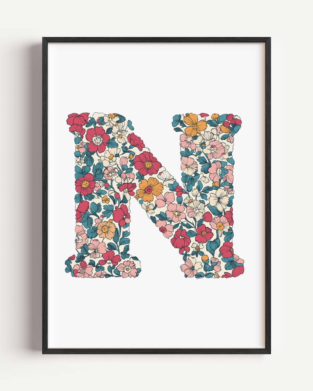 Bloemrijke Letter N Poster-WallArtistic