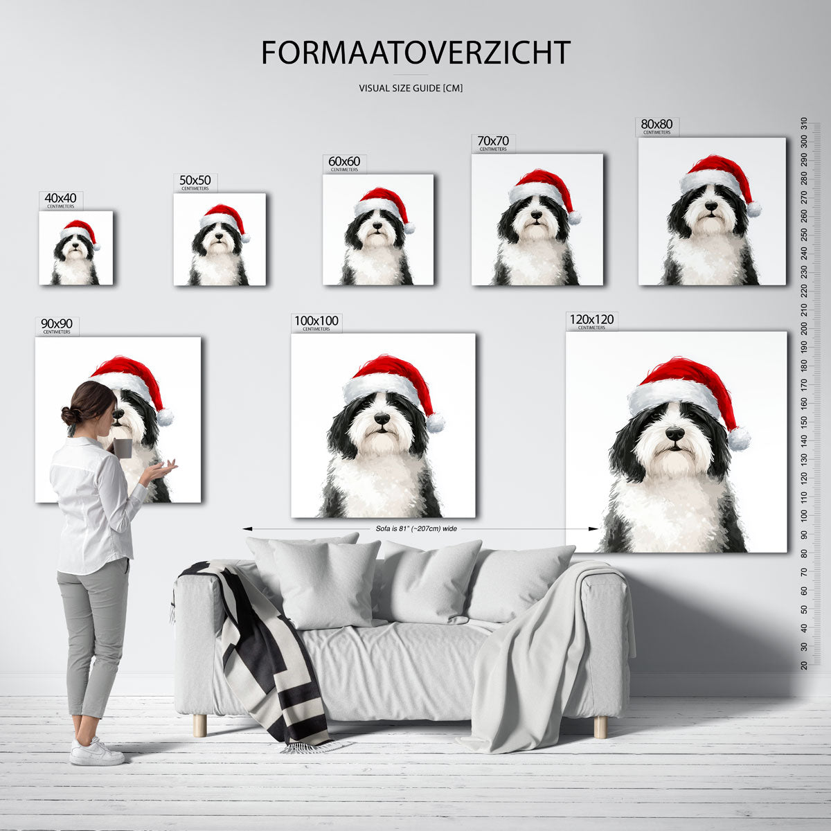 Hond met kerstmuts Poster