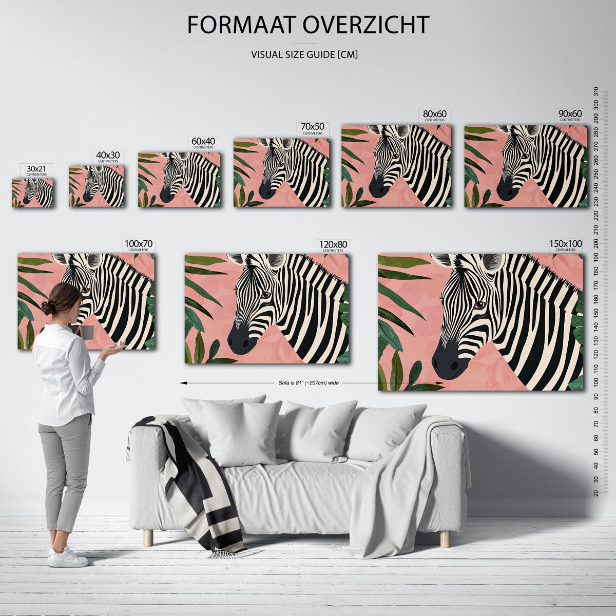Zebra met bladeren Poster