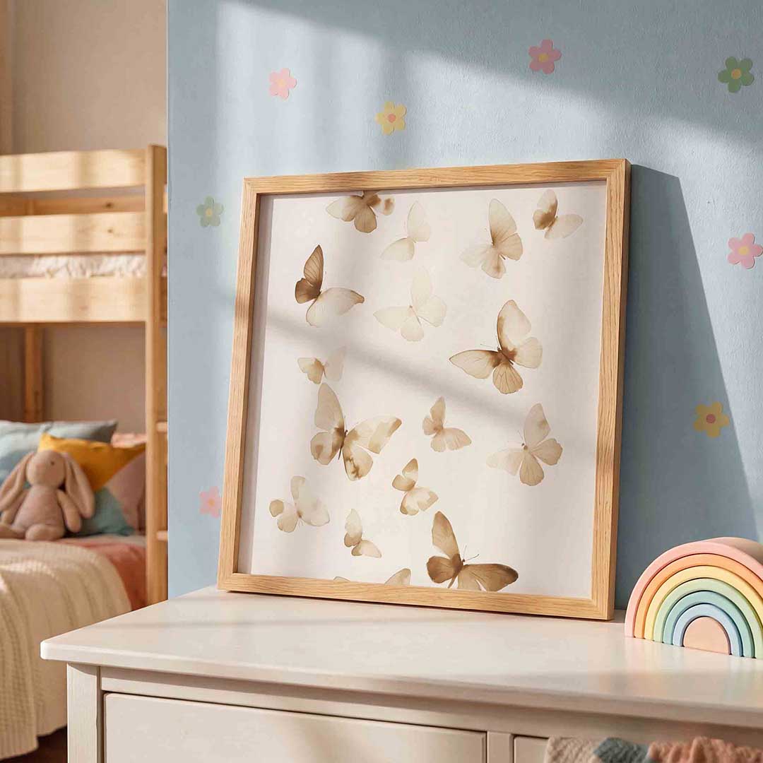 Vlinders in beige Poster