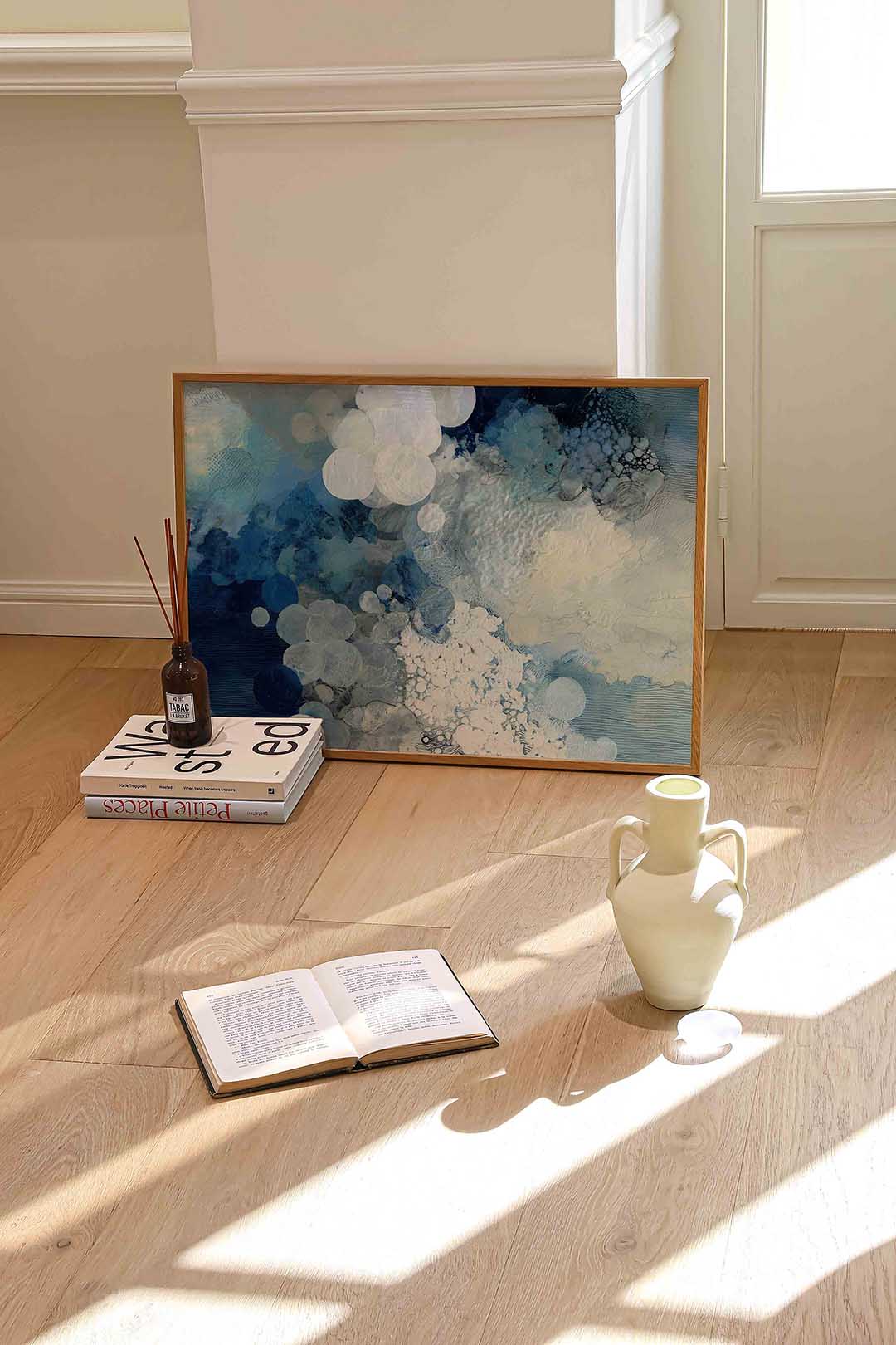 Blauwe en witte cirkels Poster