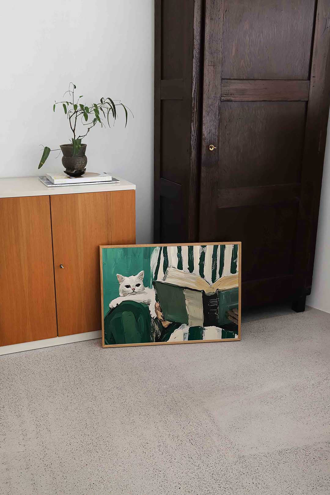 Witte kat en boek Poster
