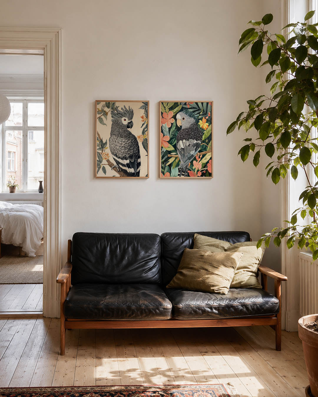 Vogel en bloemen Posterset