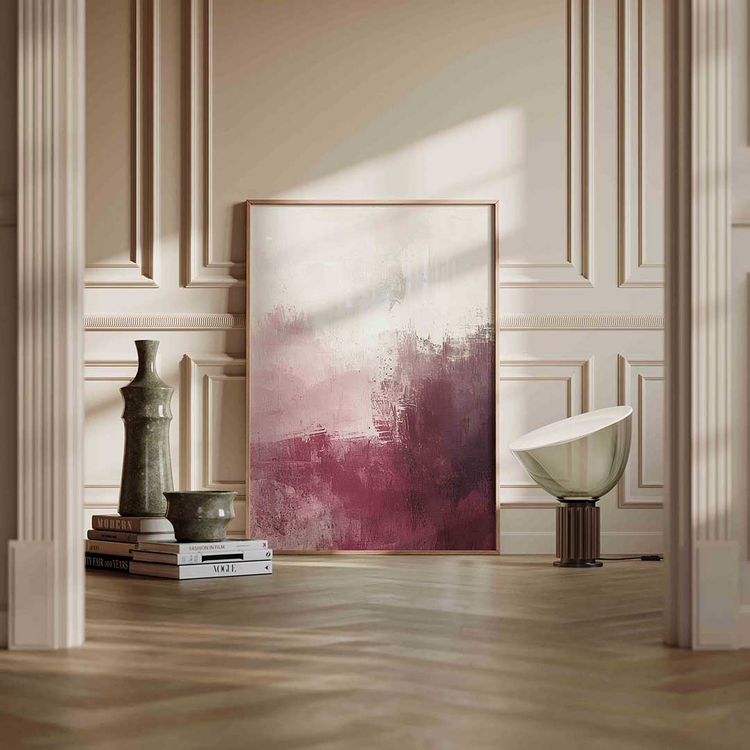 Abstracte roze en witte Poster