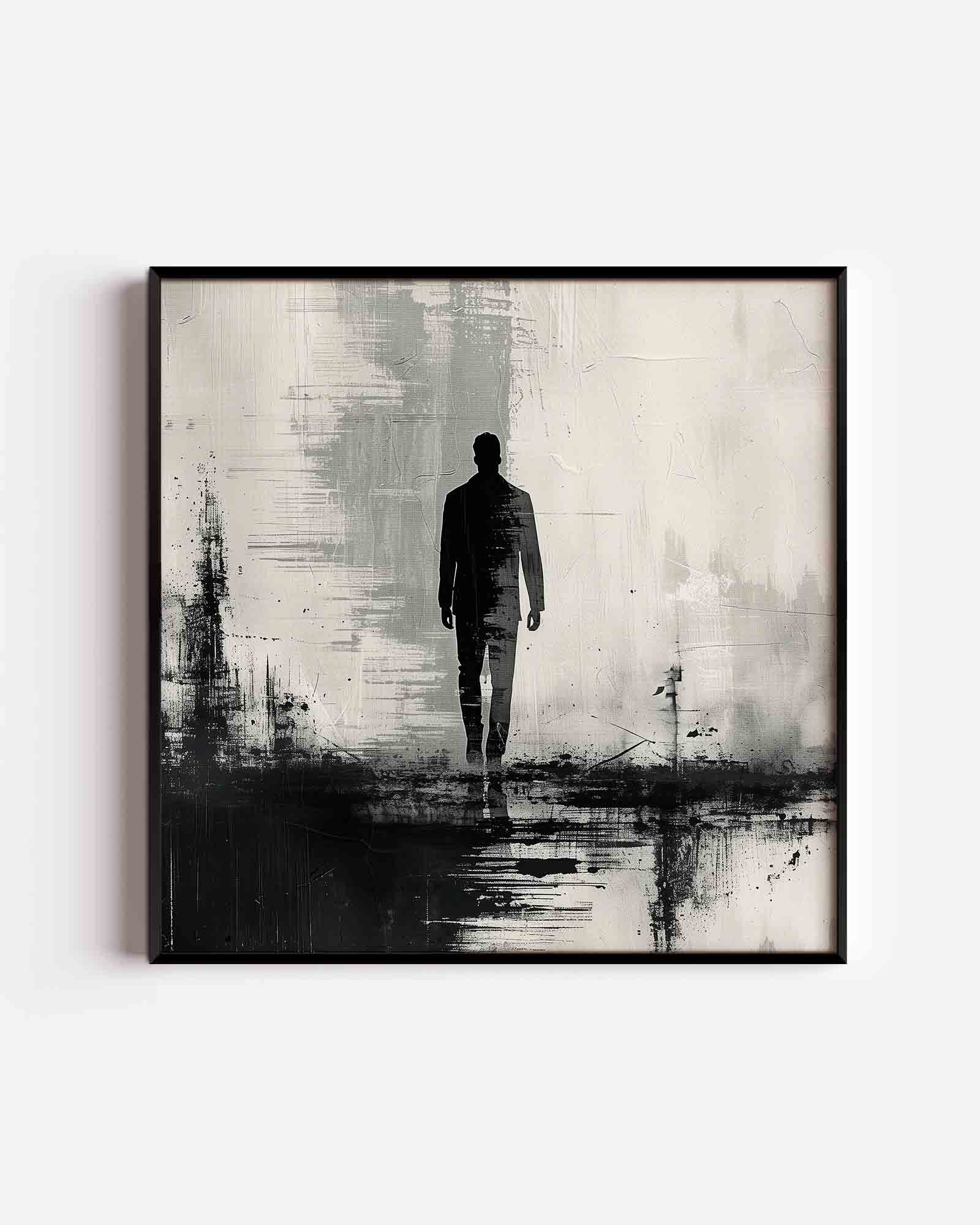 Silhouet van wandelende man Poster