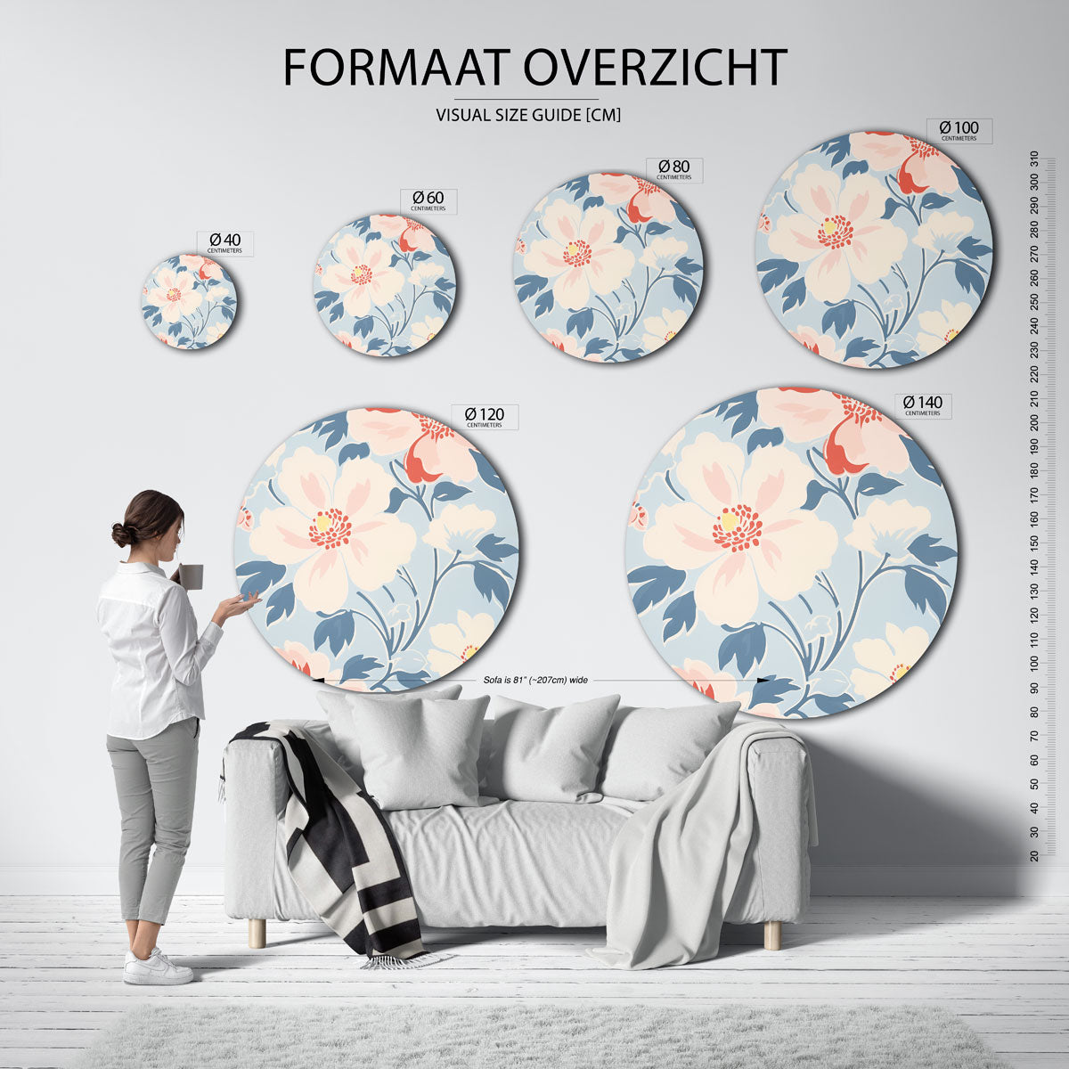 Bloemen en bladeren Muurcirkel