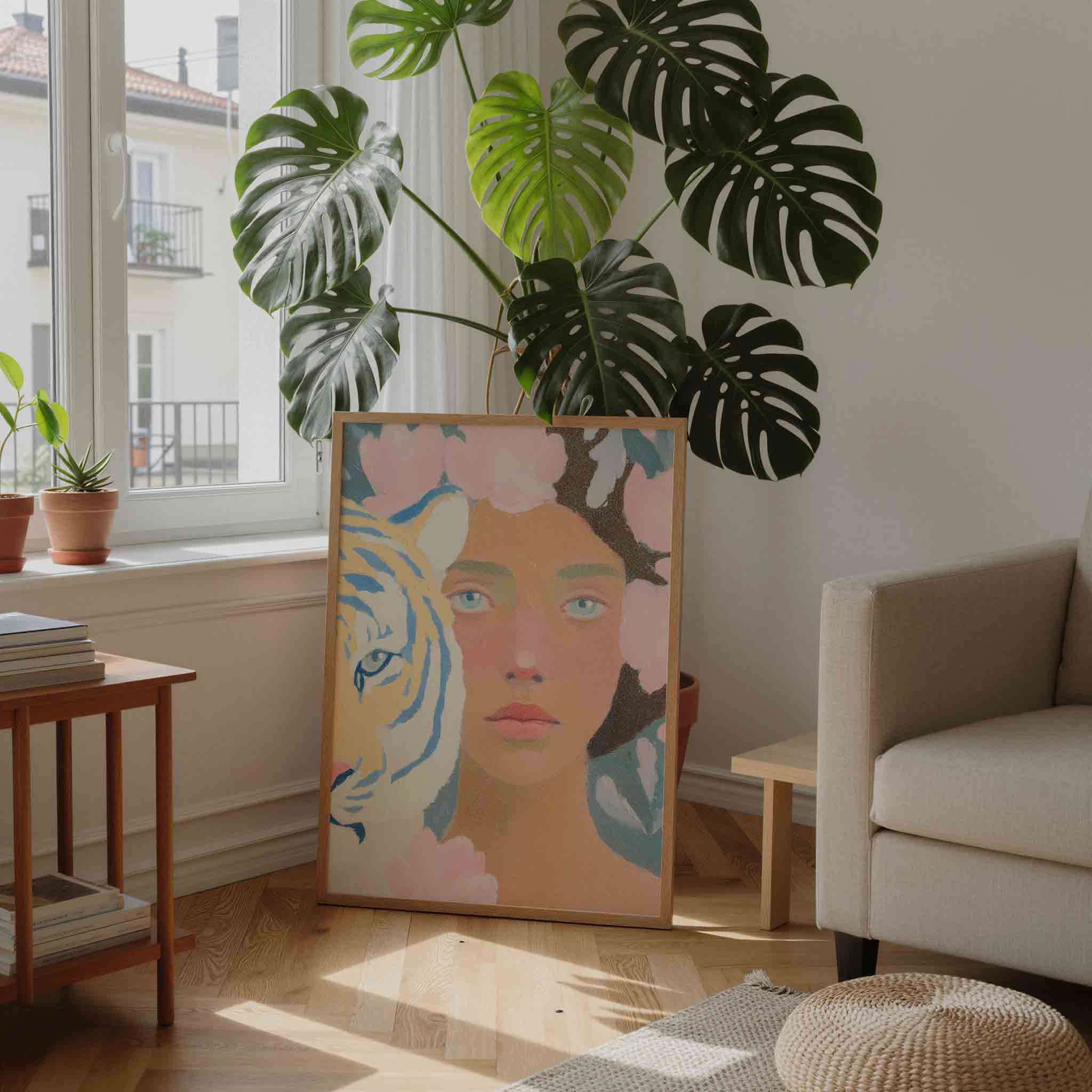 Tijger en vrouw Poster