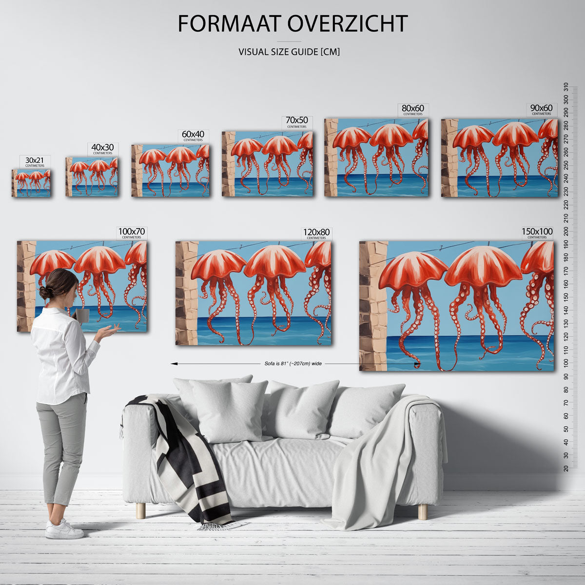 Rode kwallen aan lijn Poster