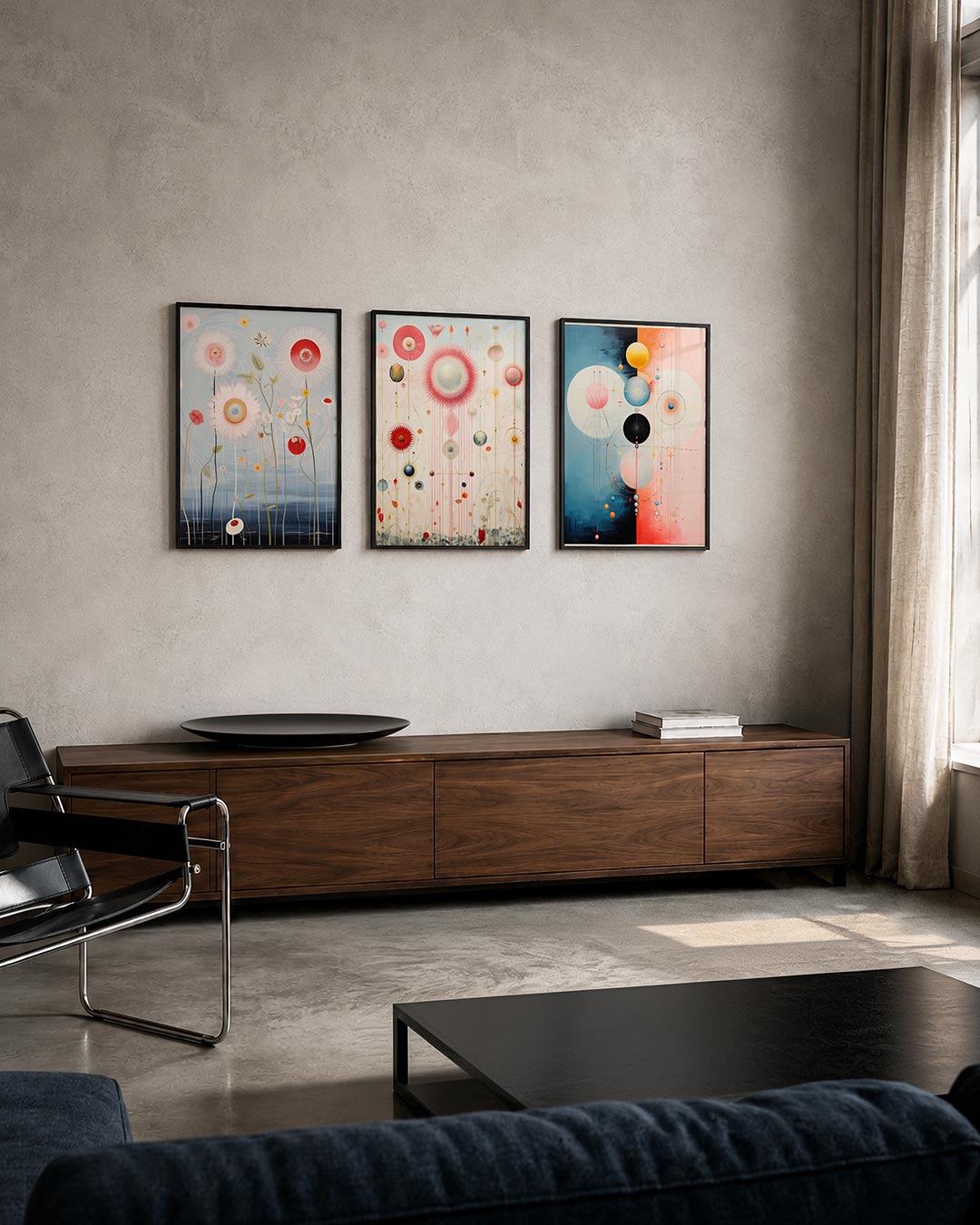 Bloemvormen en lijnen Posterset
