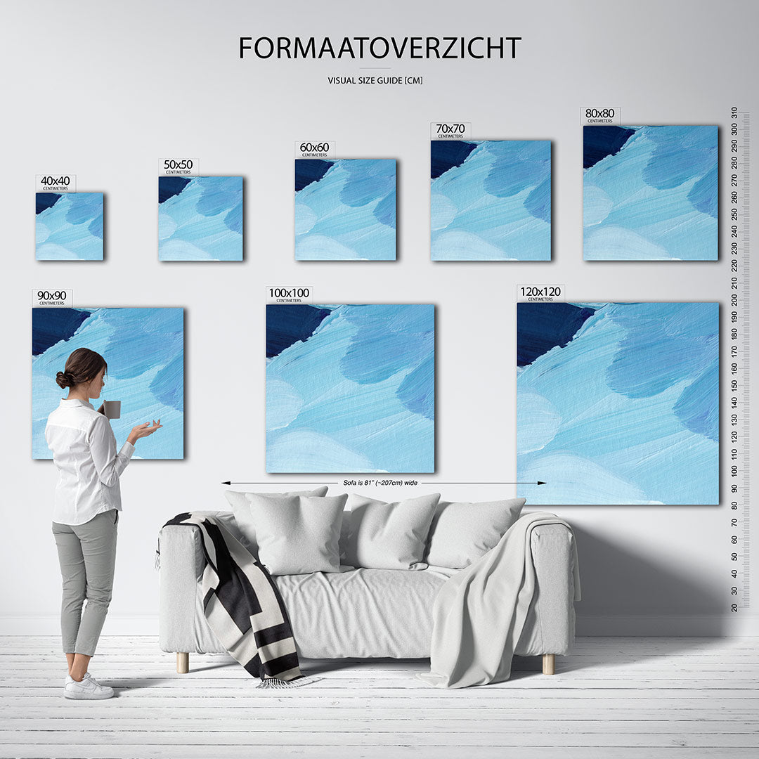 Dynamische blauwe vormen Kunstwerk