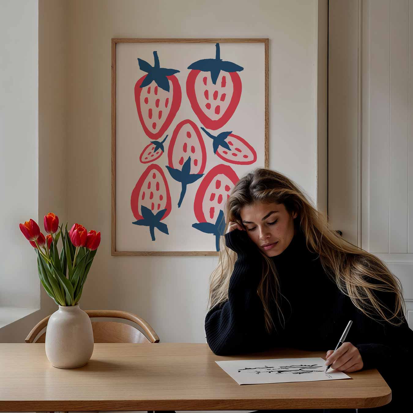 Vrolijke Aardbeien Print Poster-WallArtistic