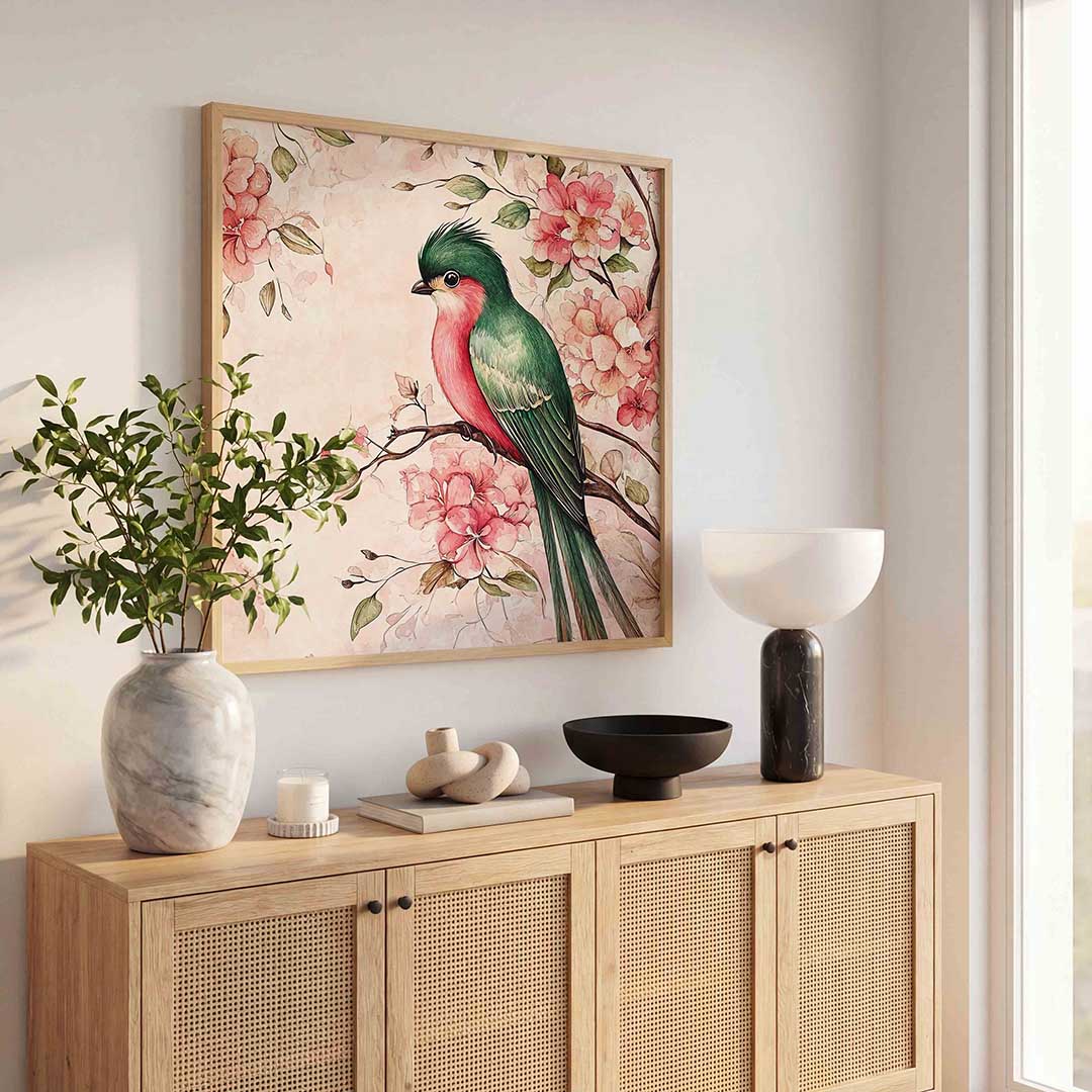 Vogel en bloemen Poster