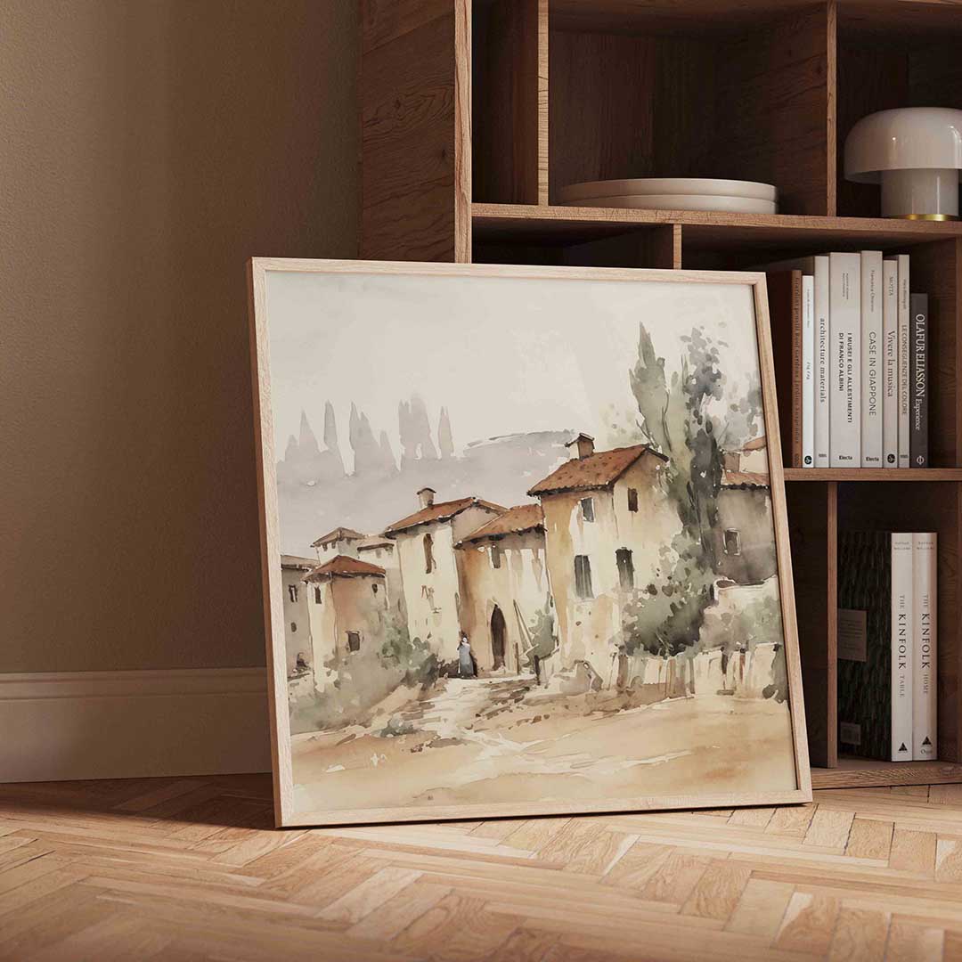 Landschap met huizen Poster