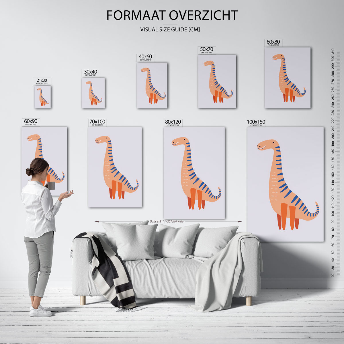 Dinosaurus met blauwe strepen Poster