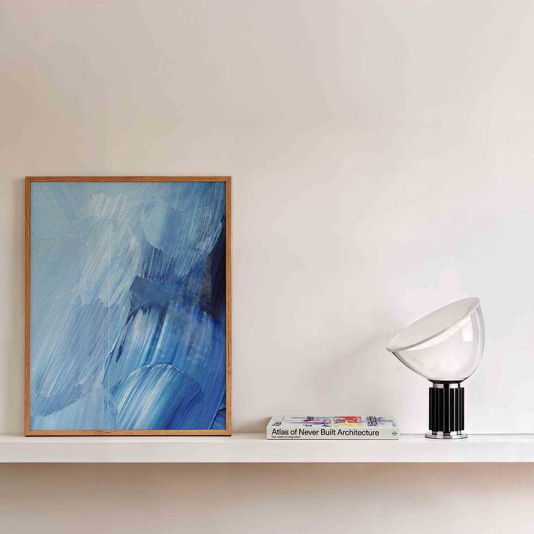 Blauwe penseelstreken Poster