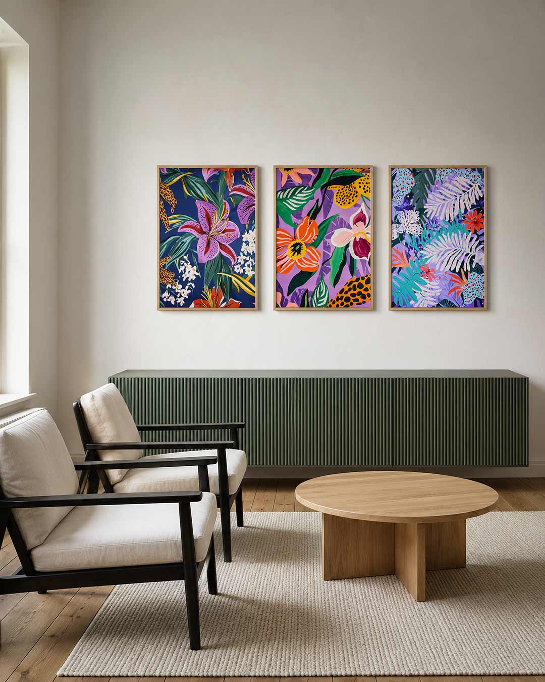 Bloemrijke kleurvlakken Posterset