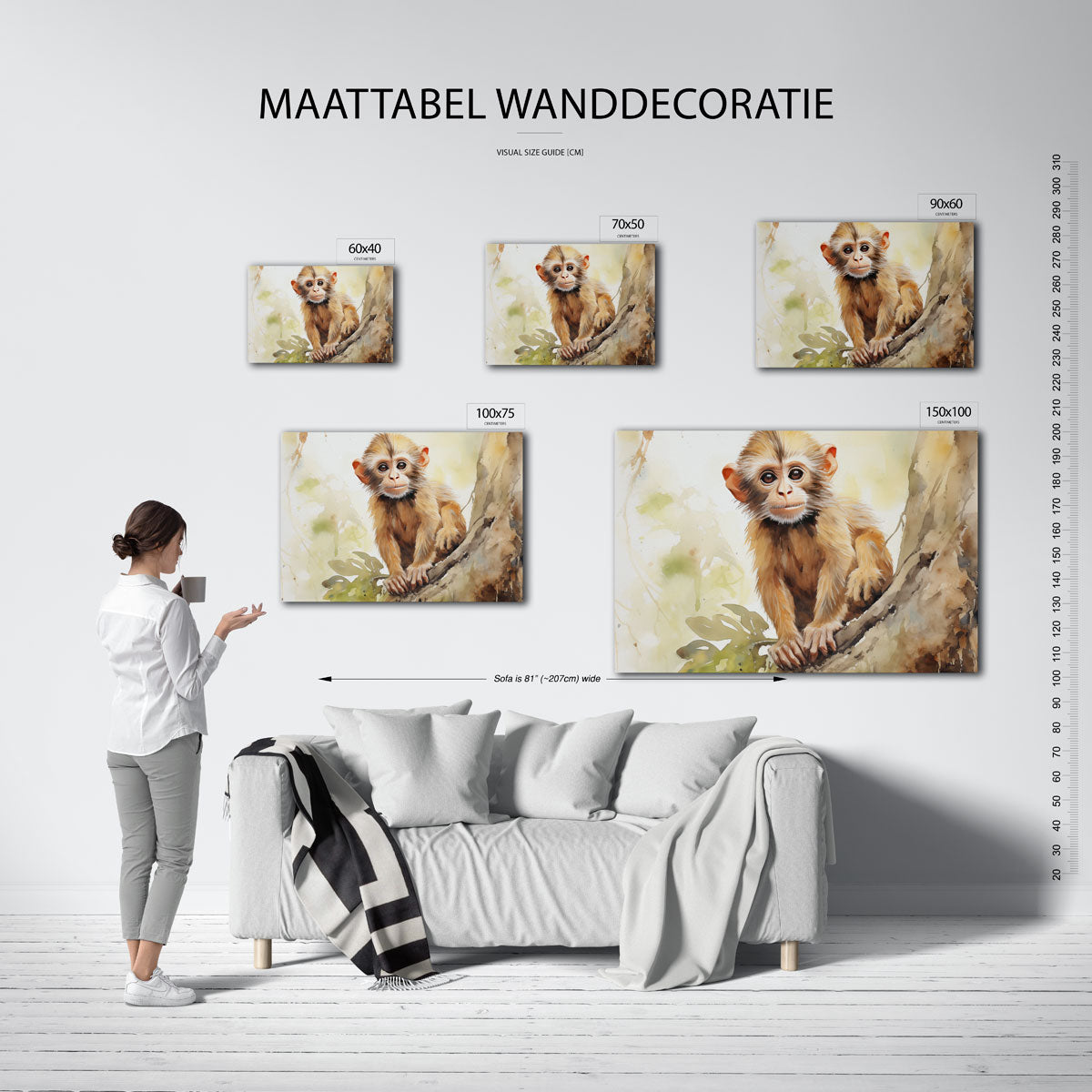 Jonge aap op tak Kunstwerk