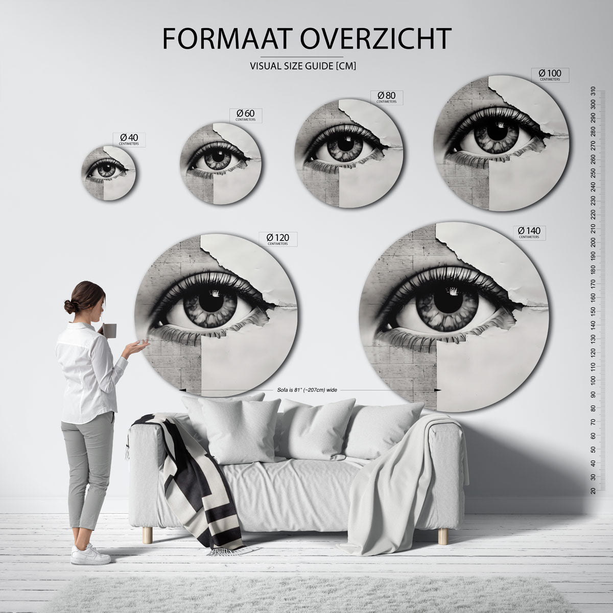Oog en papier Muurcirkel