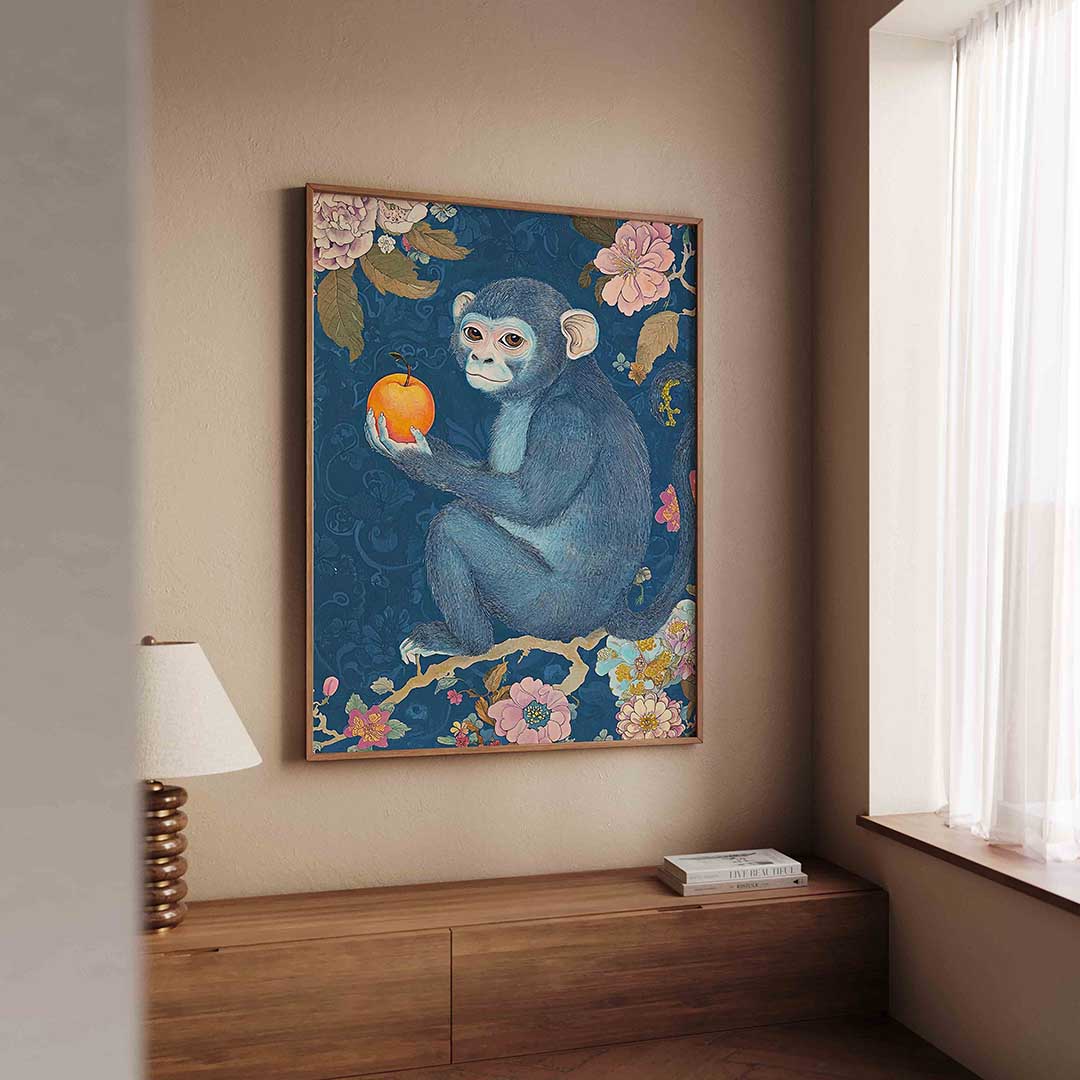 Aap met sinaasappel Poster
