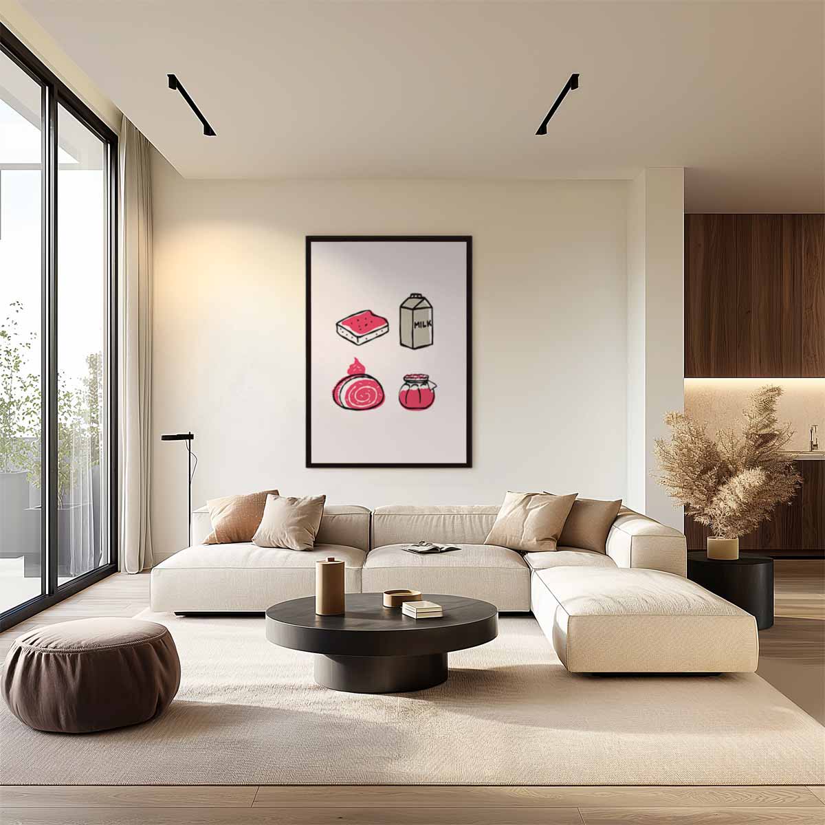 Speelse Keukentafel Illustraties Kunstwerk-canvas-dibond-plexiglas-wanddecoratie-WallArtistic