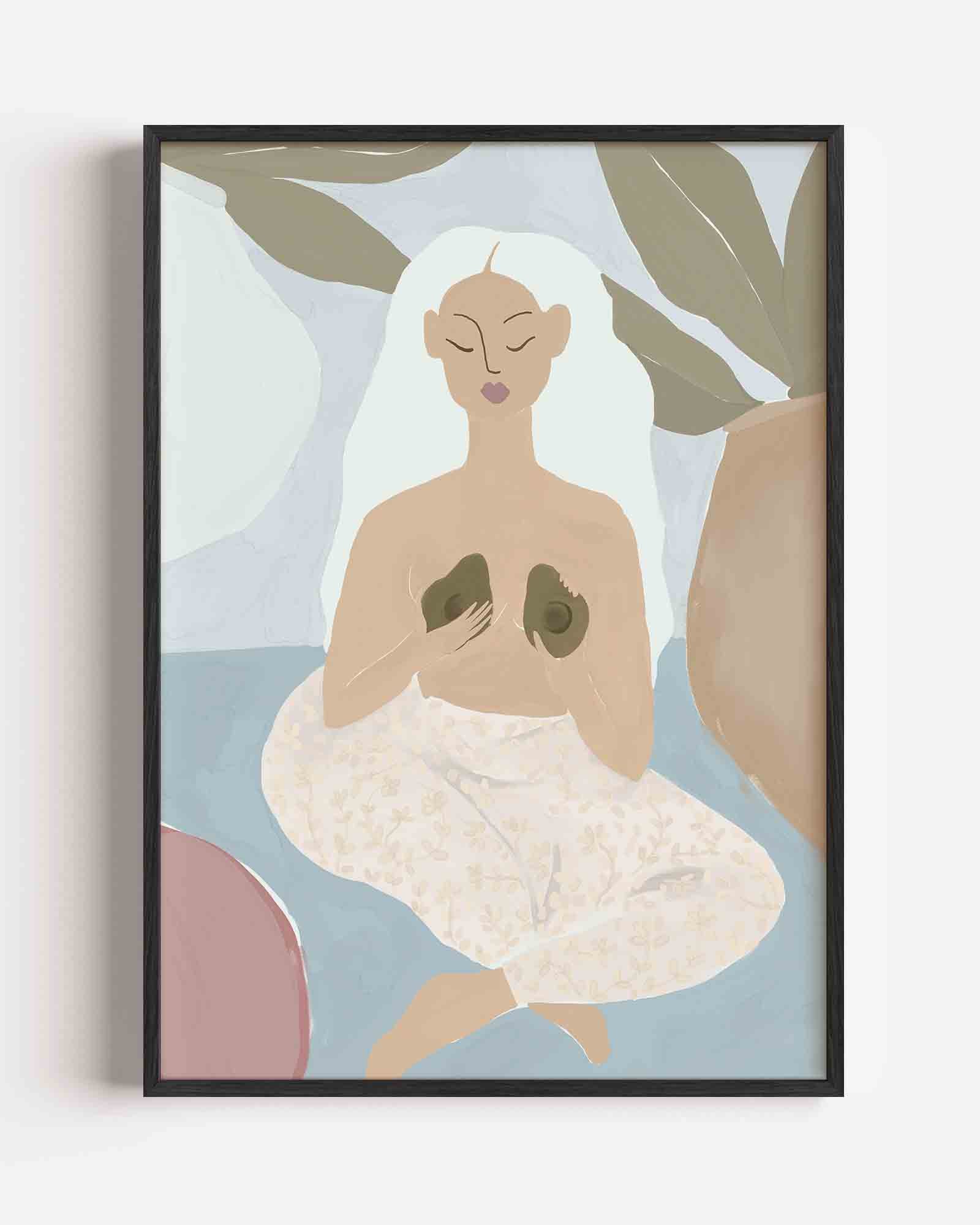 Vrouw met avocado's Poster