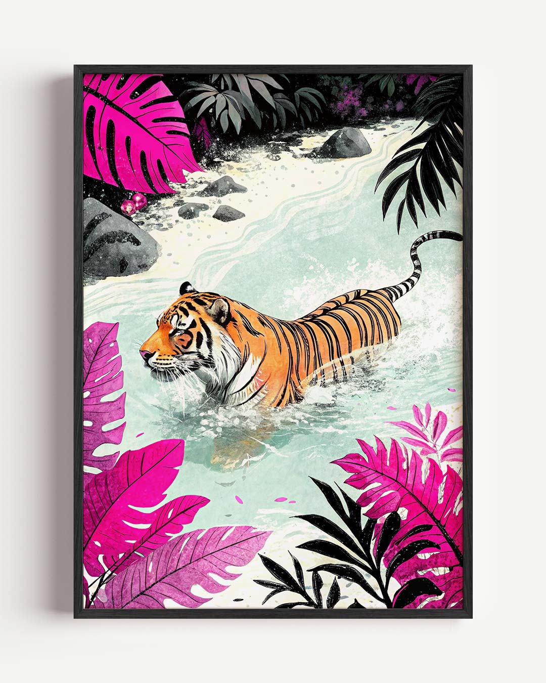Tropische Tijger in het Water Poster-WallArtistic