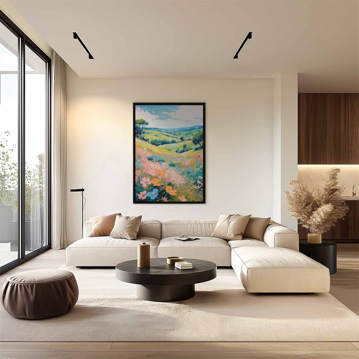 Zomerse Heuvels en Bloemenweelde Kunstwerk-canvas-dibond-plexiglas-wanddecoratie-WallArtistic