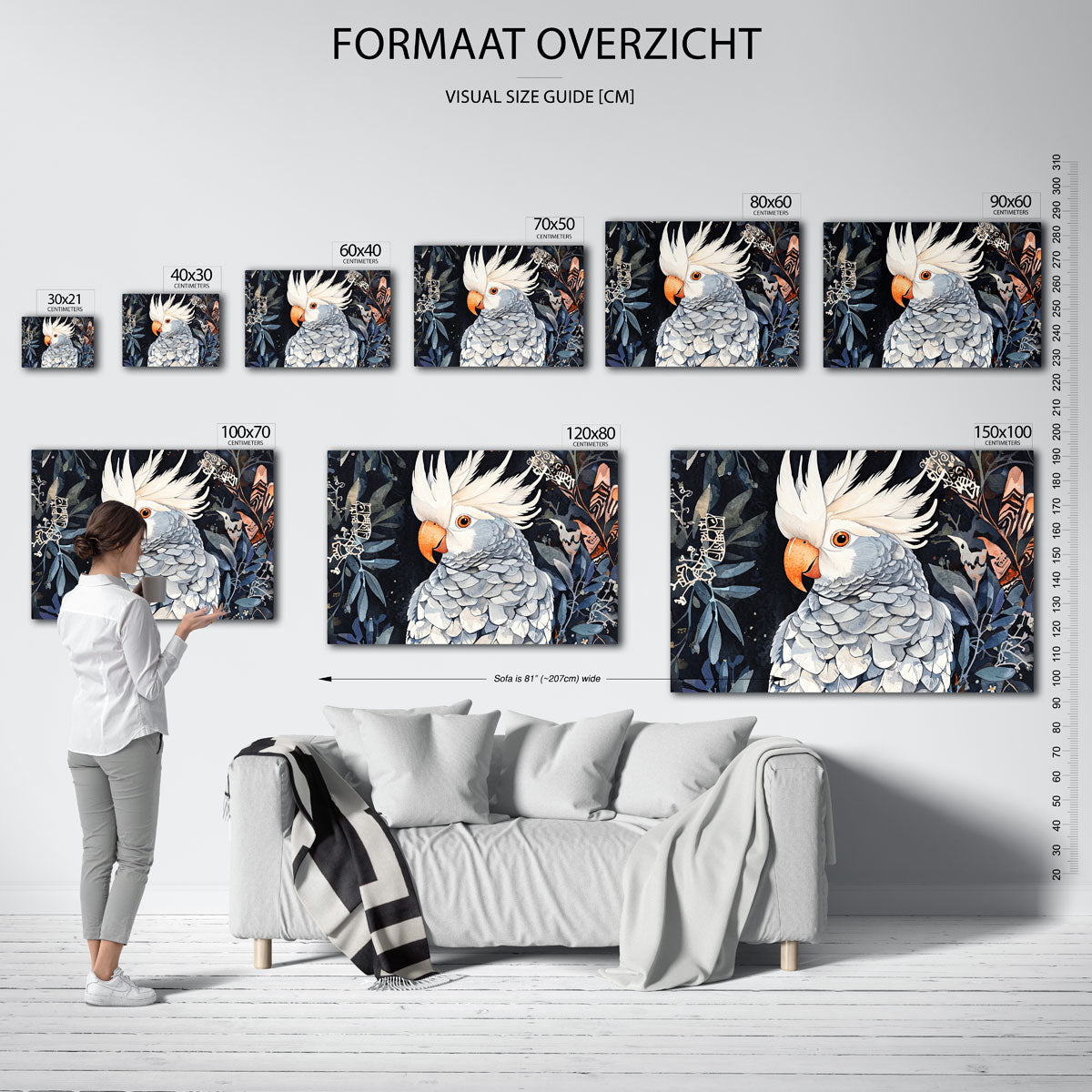 Papegaai met bladeren Poster