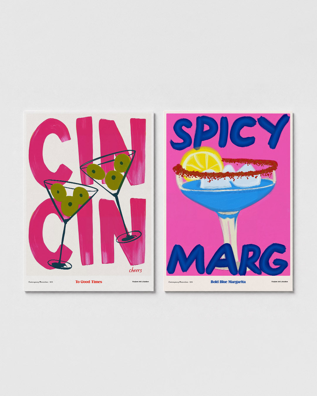 Vrolijke cocktailkleuren Posterset