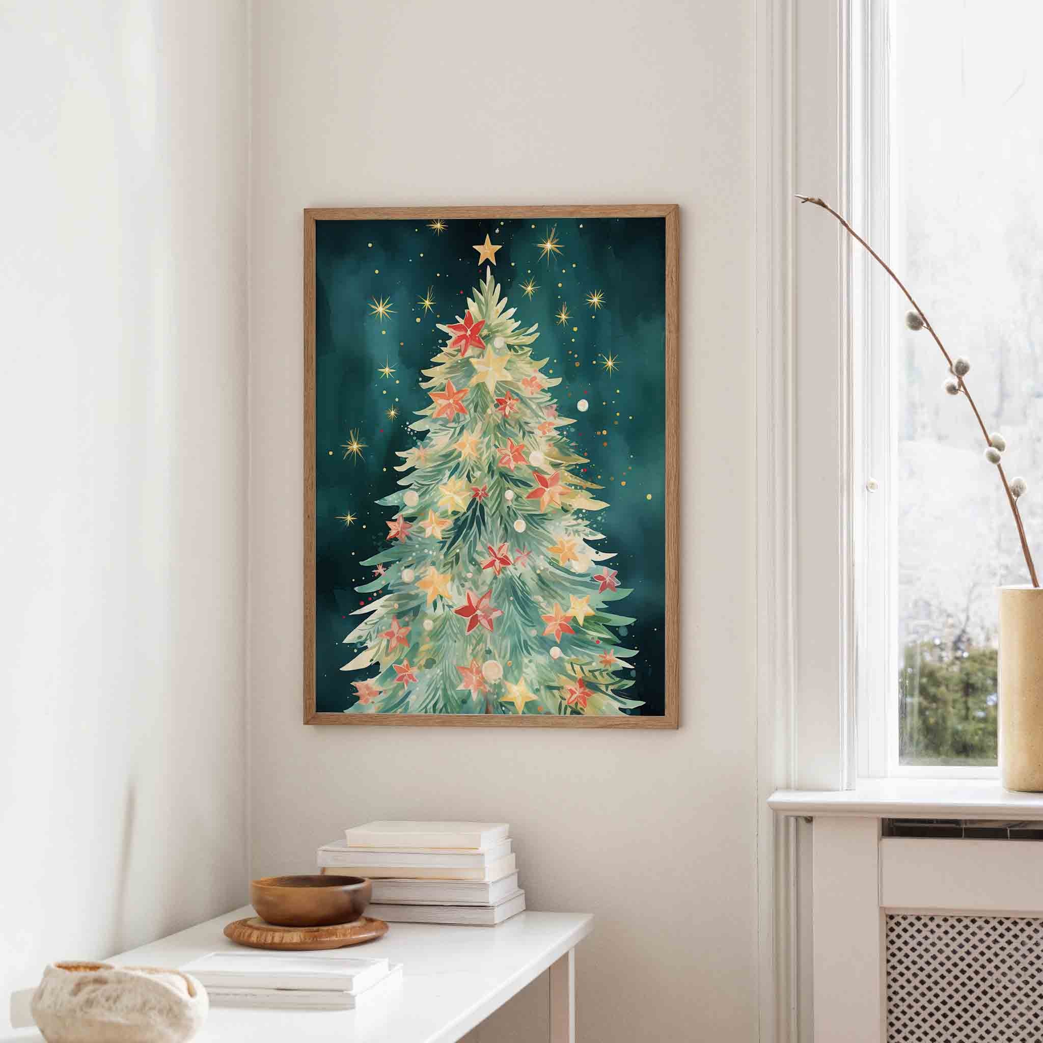 Kerstboom met sterren Poster