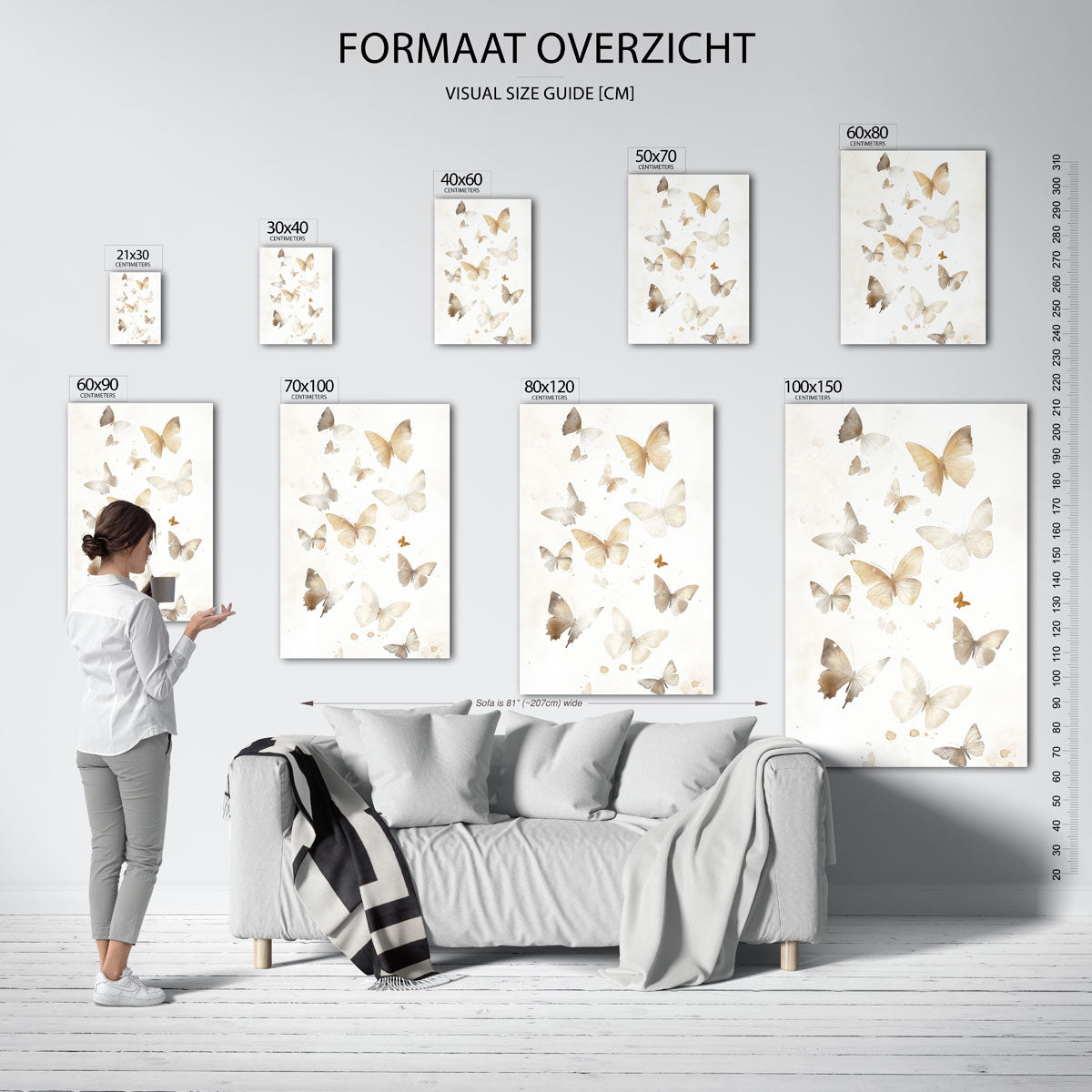 Vlinders in zachte tinten Poster