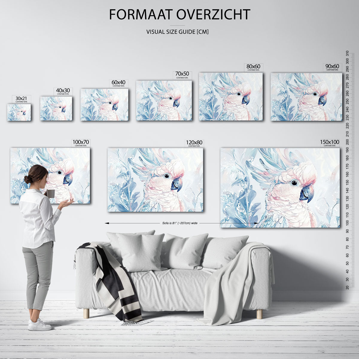 Papegaai met bladeren Poster