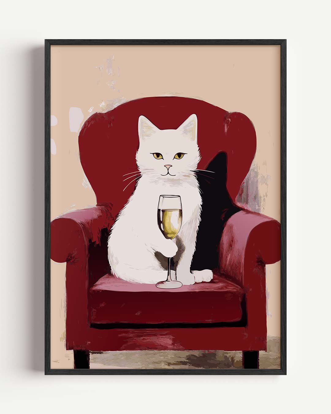 Relaxte Kat met Champagne Poster-WallArtistic
