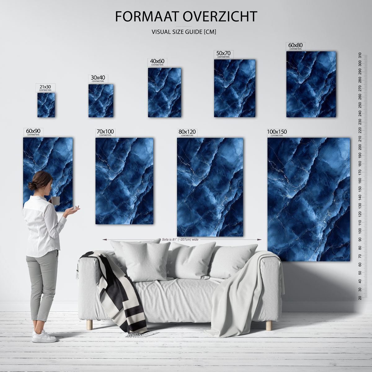 Blauwe marmerstructuur Poster
