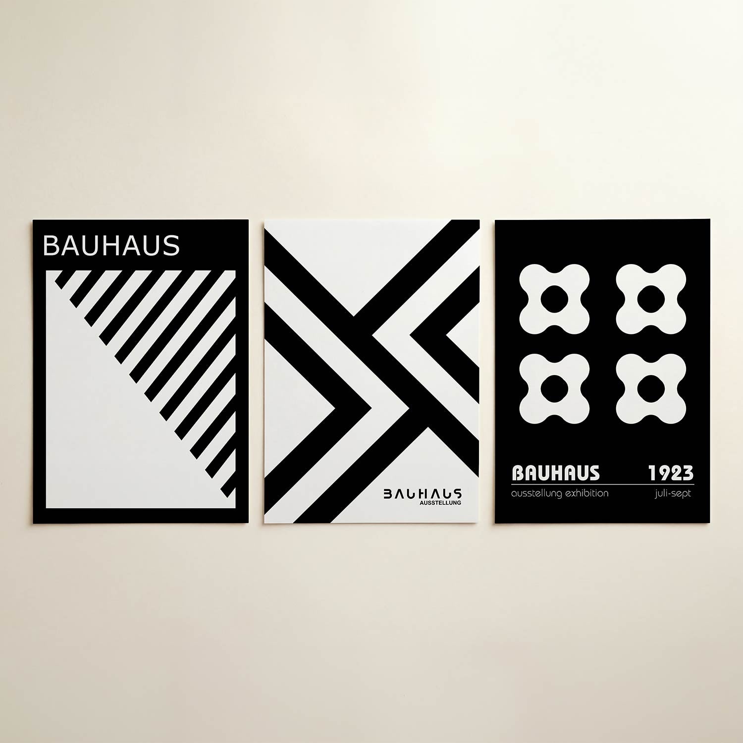 Zwart wit lijnenspel Posterset