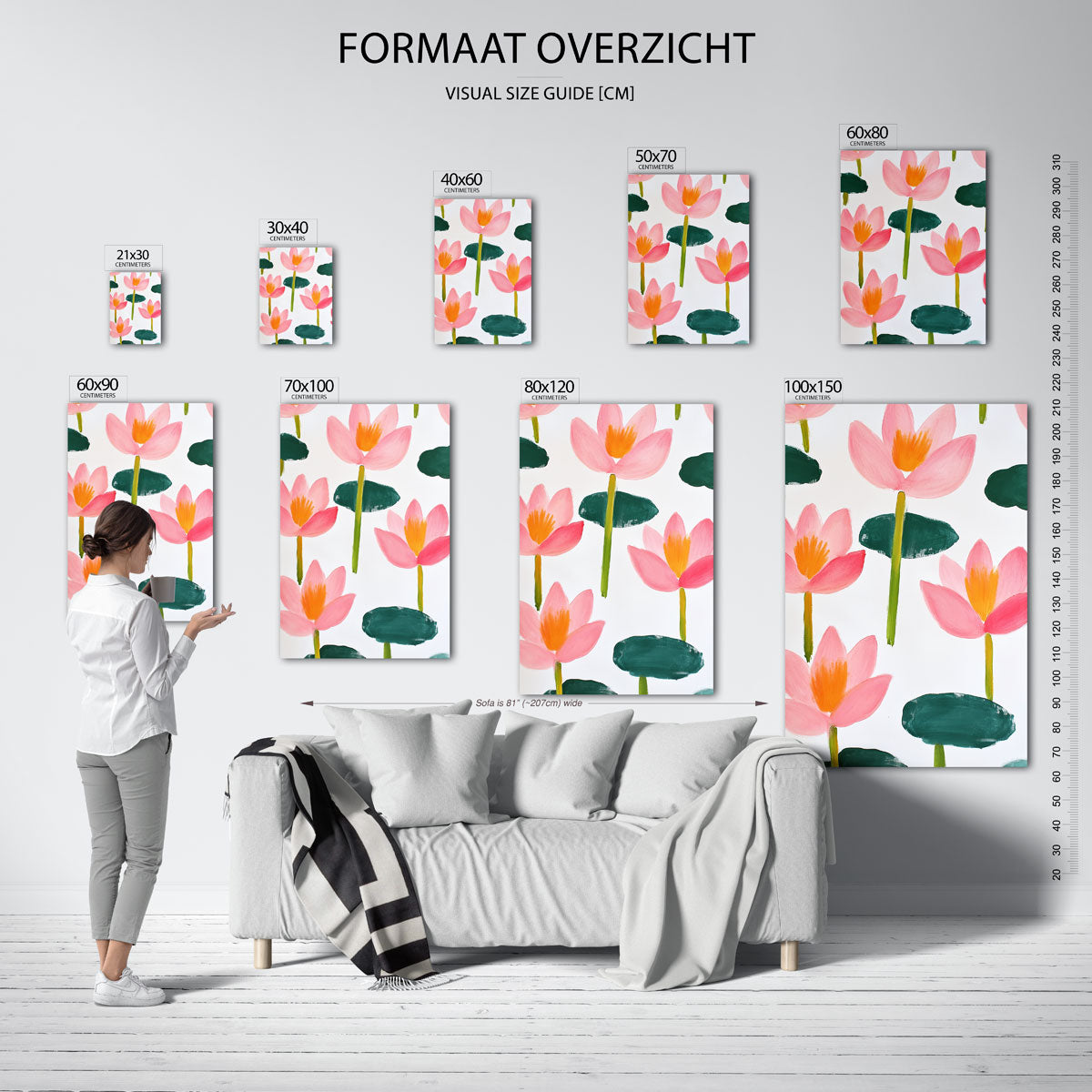 Roze bloemen en groene bladeren Poster