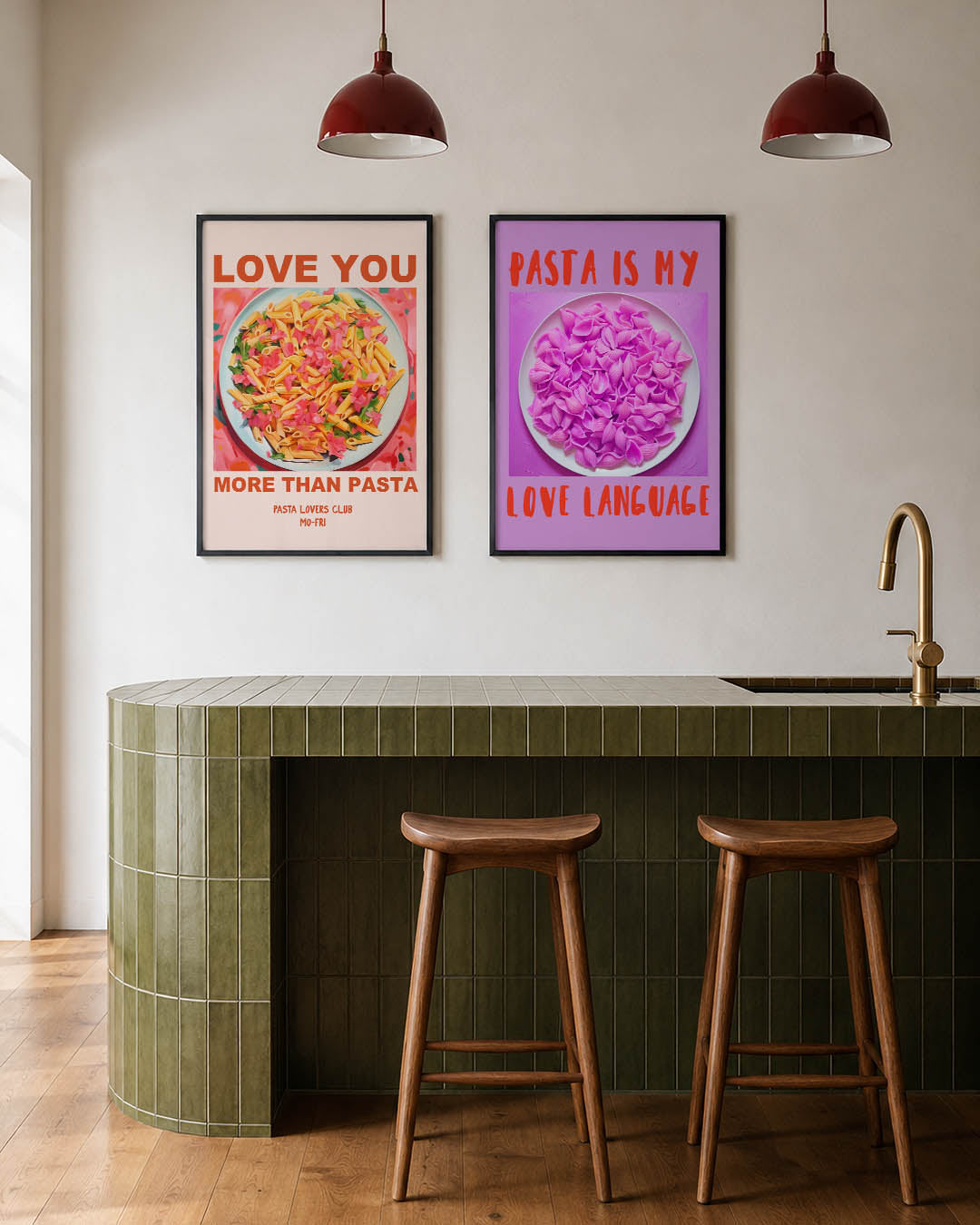Kleurrijke pastaschotel Posterset