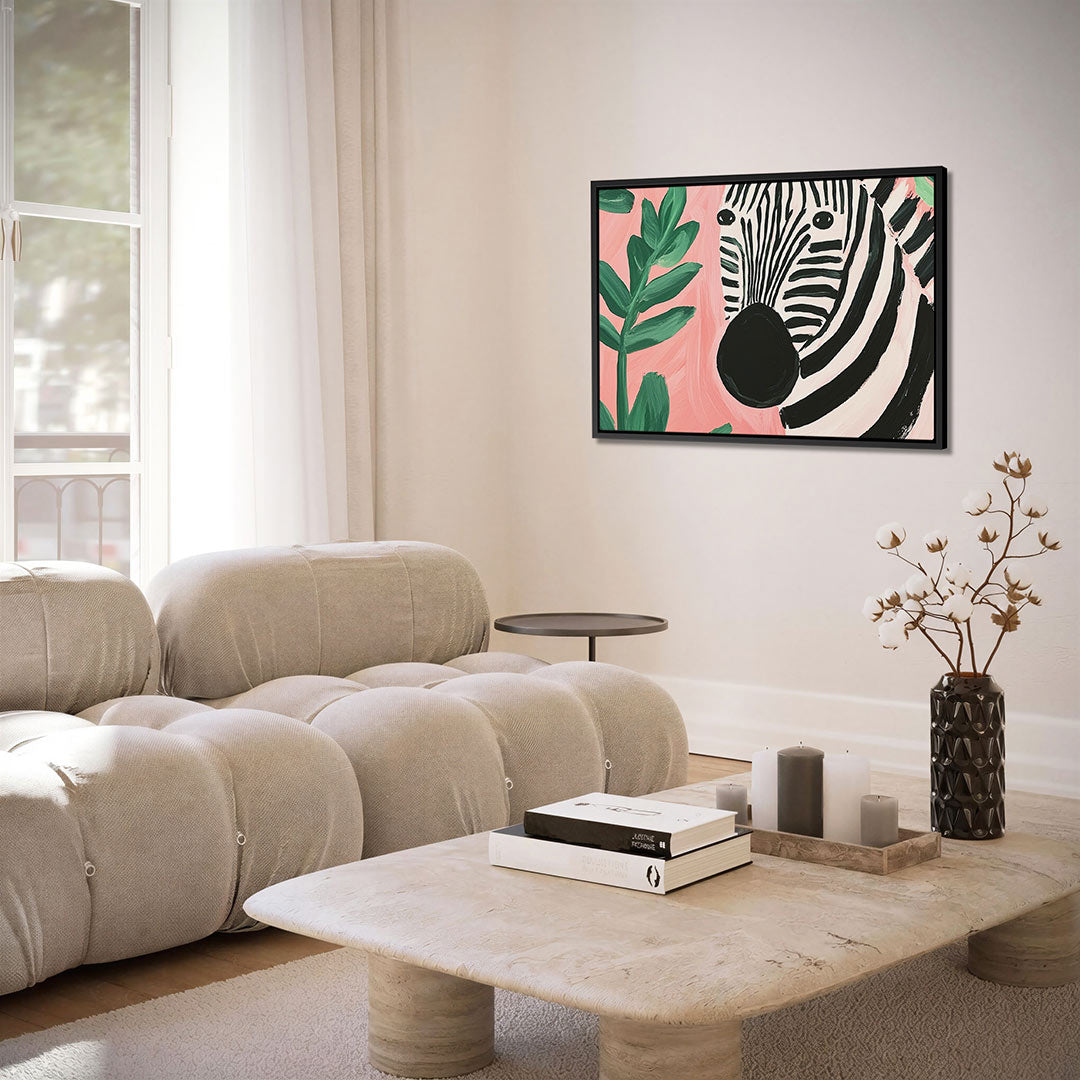Zebra en bladeren Kunstwerk