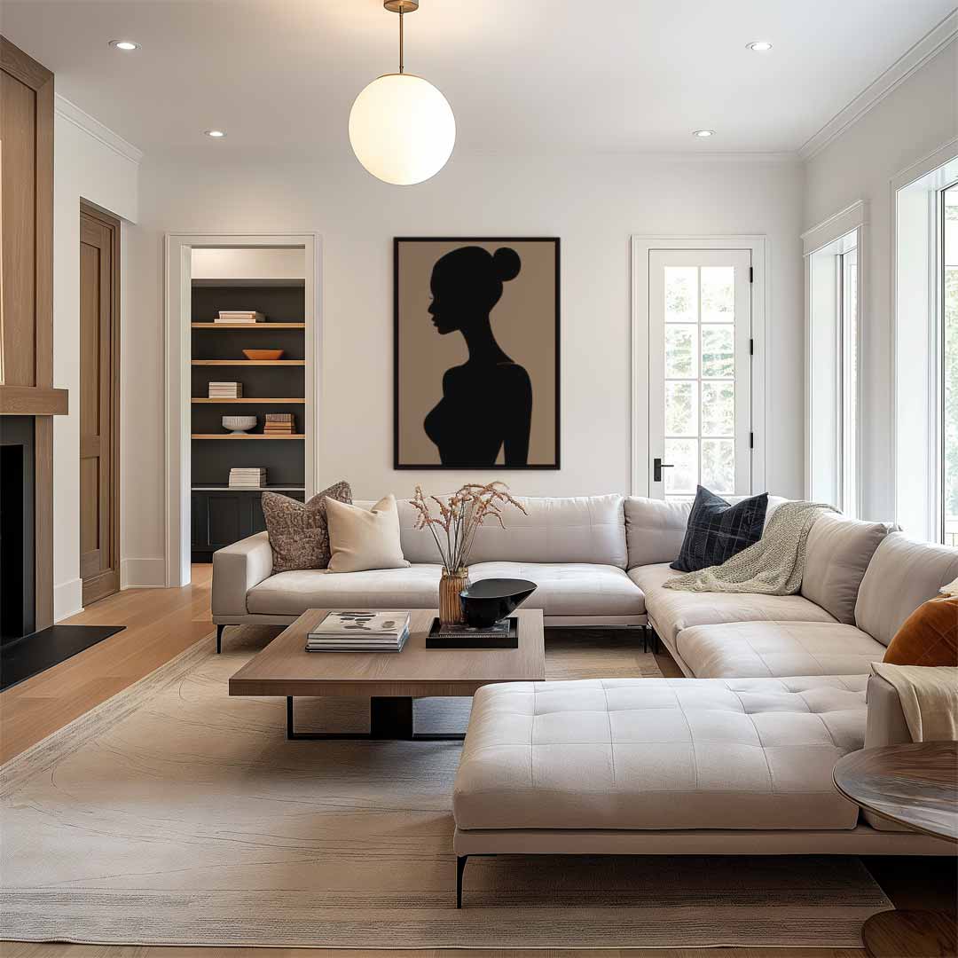 Elegante Vrouwelijke Silhouet Kunstwerk-canvas-dibond-plexiglas-wanddecoratie-WallArtistic