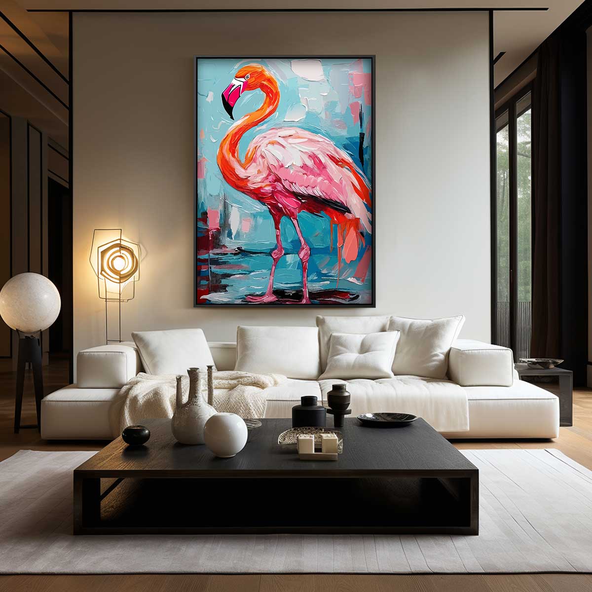 Farbenfrohes Flamingo-Kunstwerk