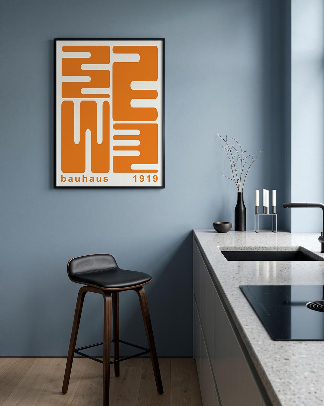 Oranje lijnenspel Poster