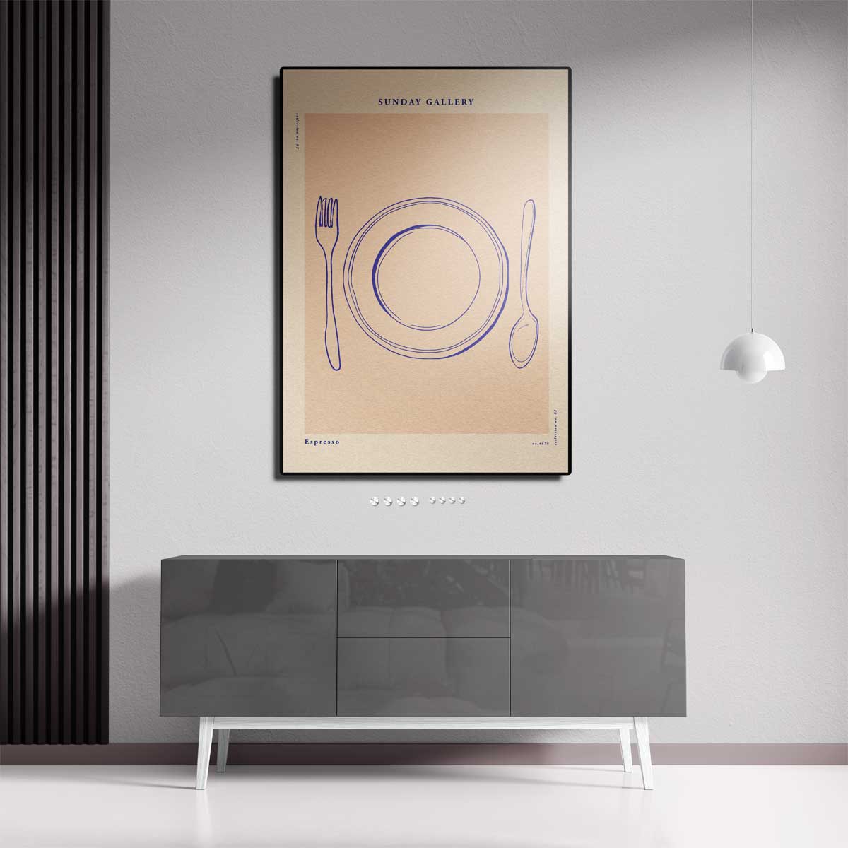 Minimalistisch Dinner Illustratie Kunstwerk-canvas-dibond-plexiglas-wanddecoratie-WallArtistic