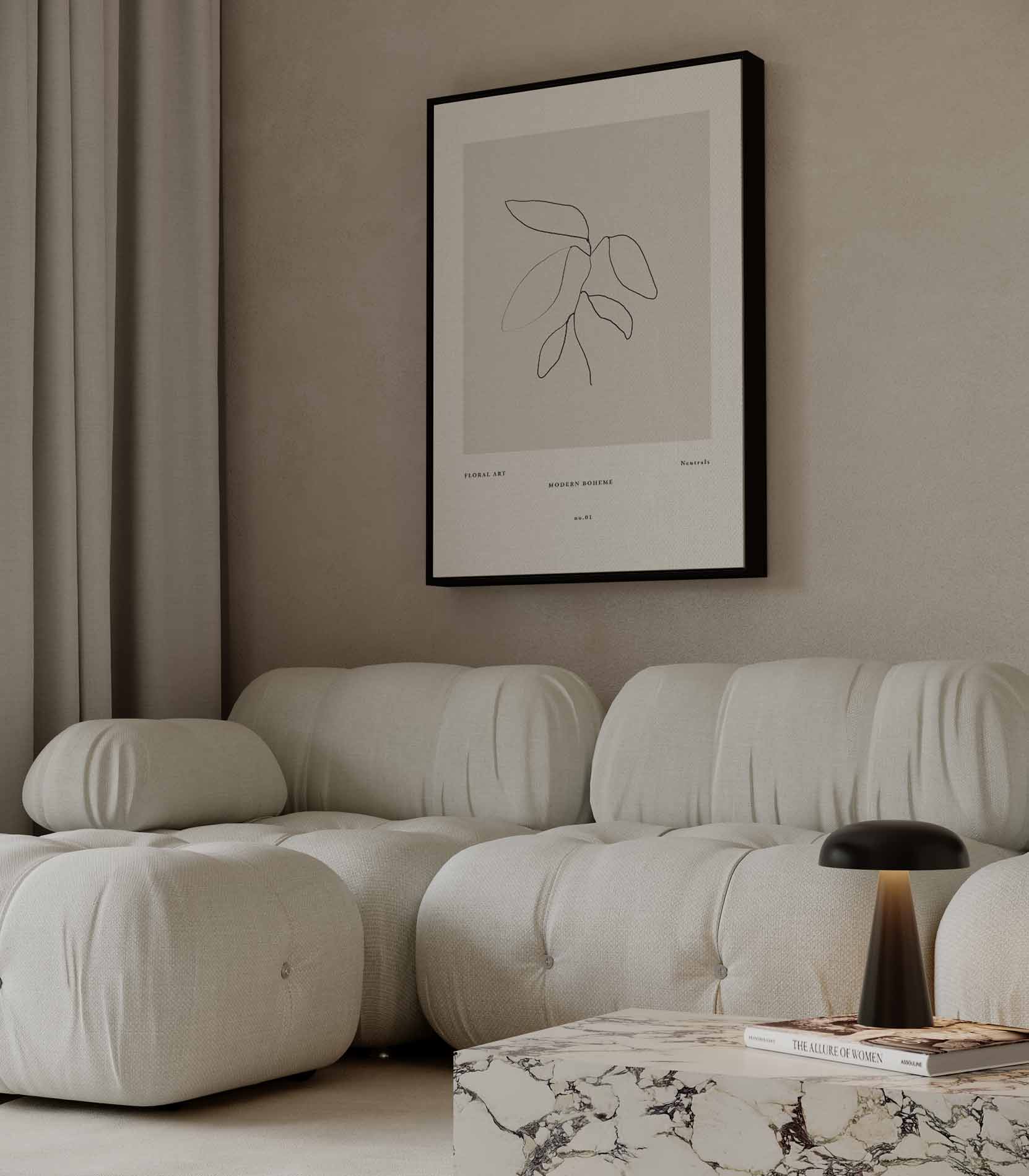 Minimalistische Botanische Lijntekening Kunstwerk-canvas-dibond-plexiglas-wanddecoratie-WallArtistic