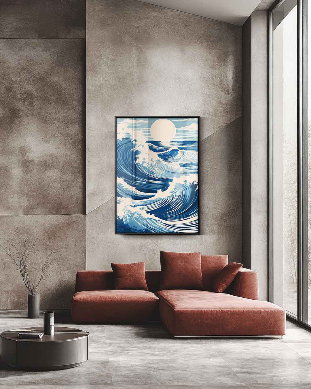 Golven van de Zonsondergang Kunstwerk-canvas-dibond-plexiglas-wanddecoratie-WallArtistic