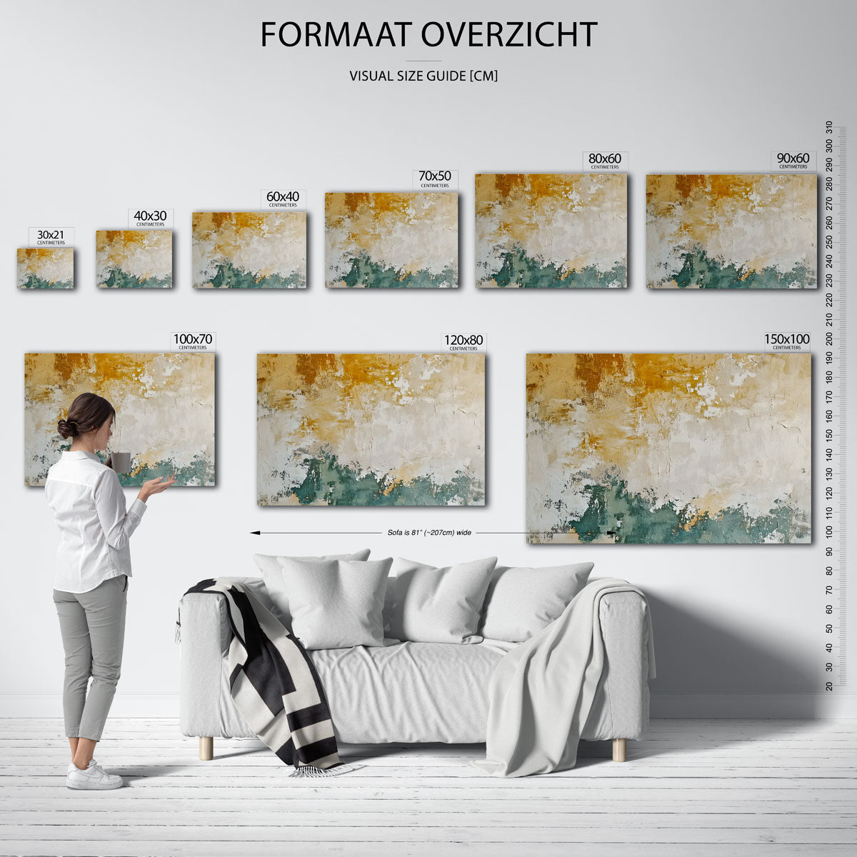 Abstracte beige en groene Poster