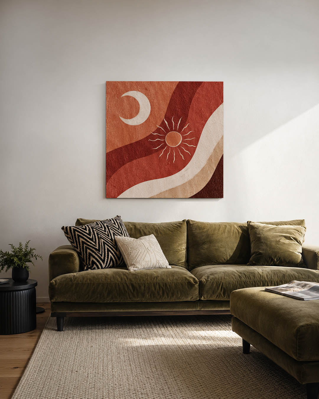 Golvende zon en maan Kunstwerk