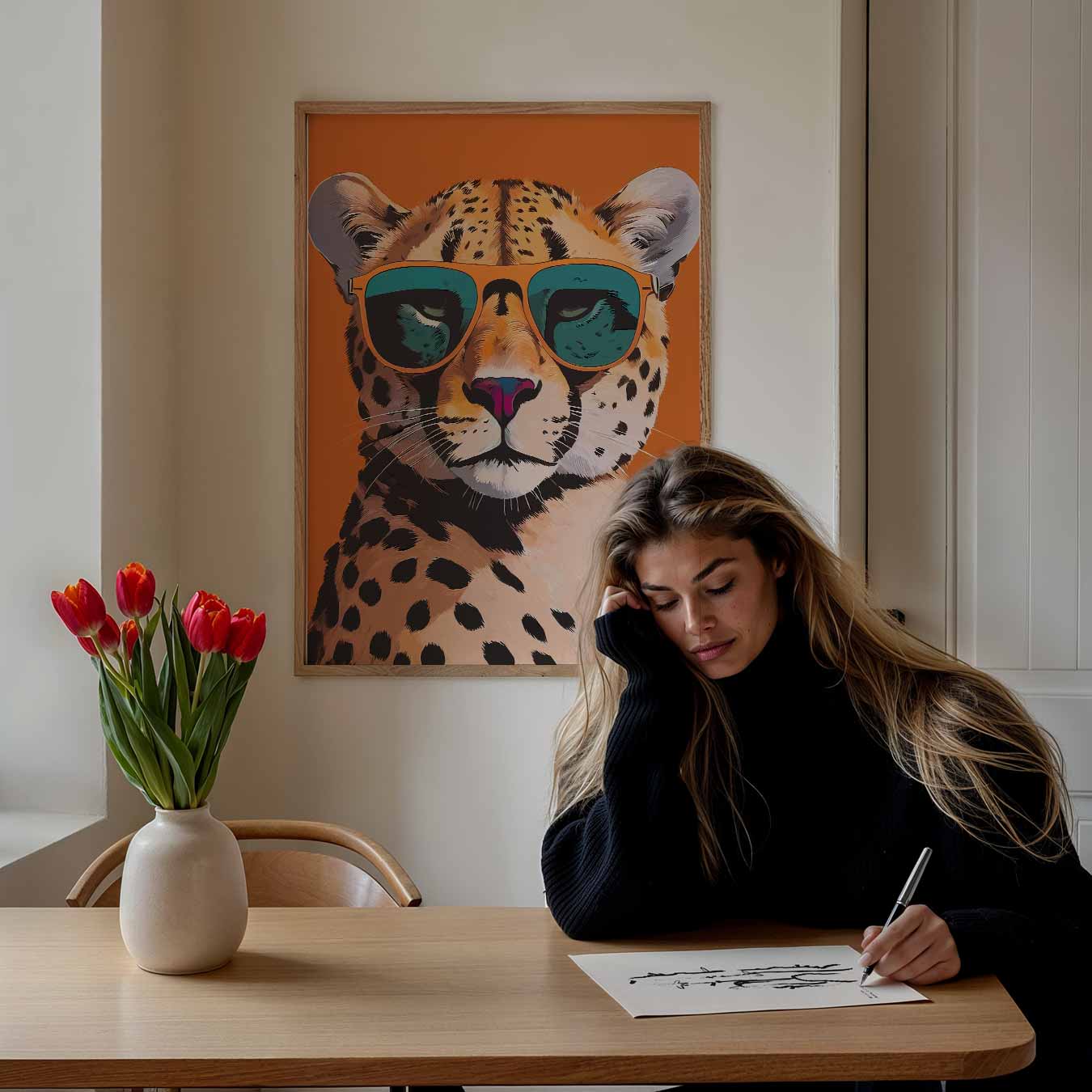 Hippe Cheetah Met Zonnebril Poster-WallArtistic