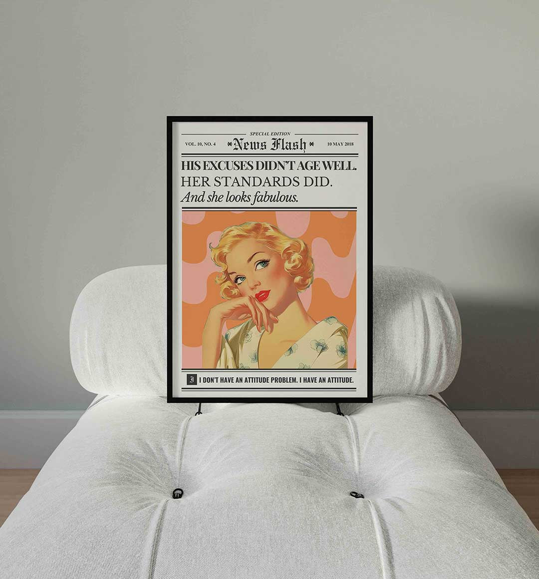 Retro vrouw met tekst Poster