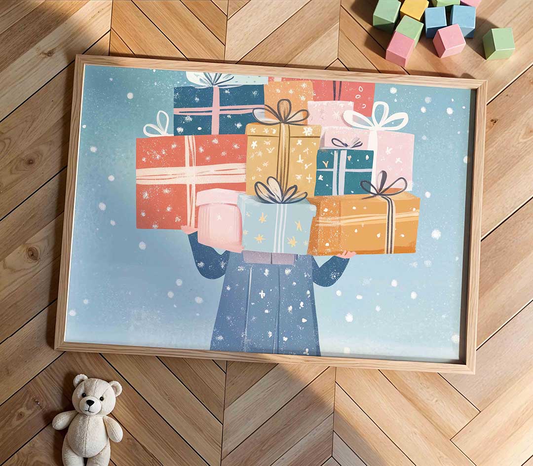 Cadeaus en sneeuw Poster