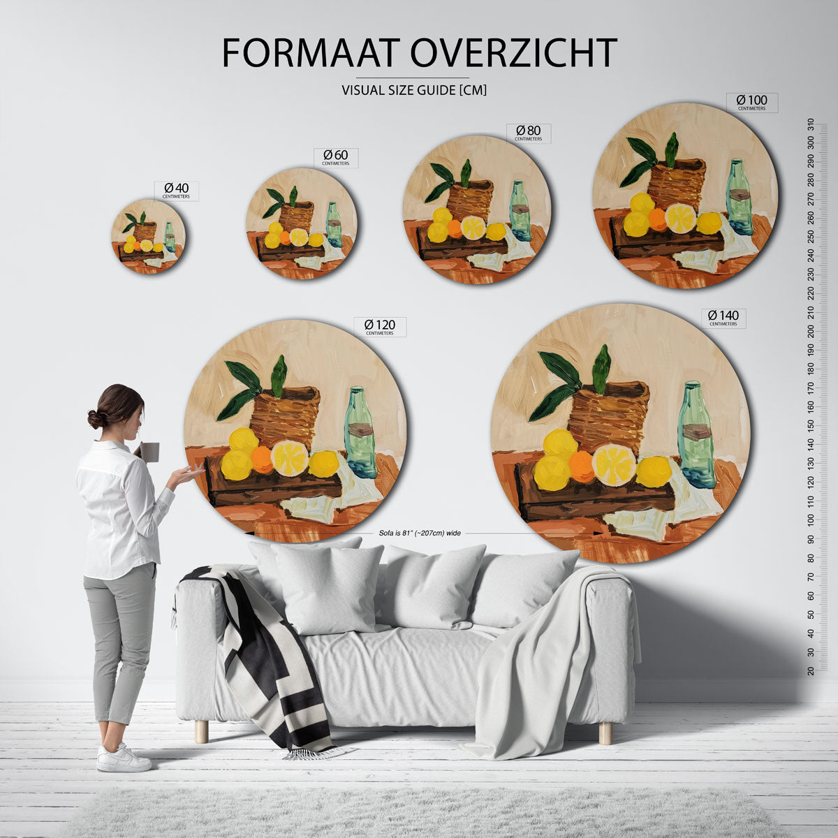 Fruit en fles Muurcirkel